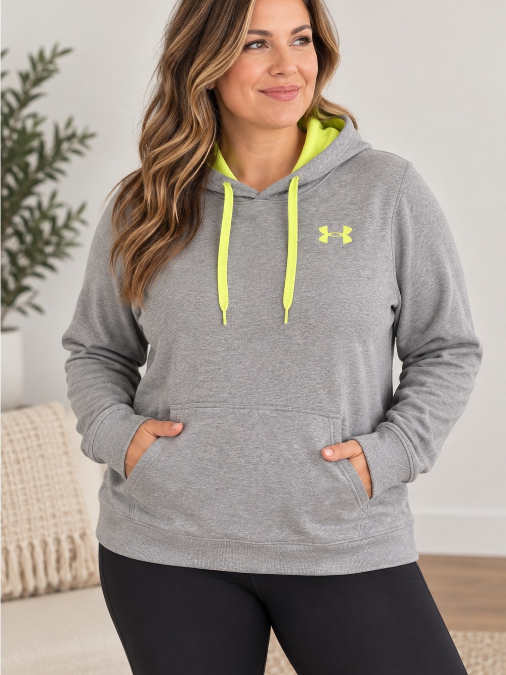 Under Armour Gray Hoodie with Yellow Accents